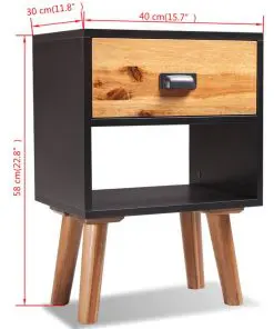vidaXL Solid Acacia Wood Bedside Cabinets 2 pcs 40x30x58 cm