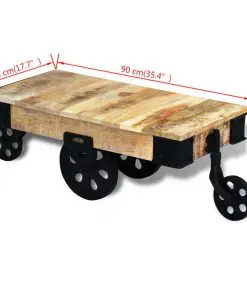 vidaXL Coffee Table with Wheels Rough Mango Wood