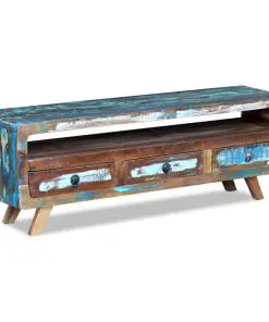 vidaXL TV Cabinet with 3 Drawers Solid Reclaimed Wood