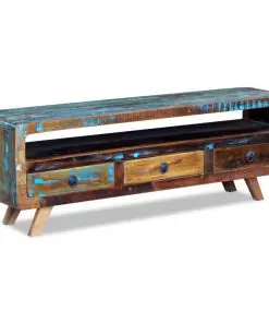 vidaXL TV Cabinet with 3 Drawers Solid Reclaimed Wood