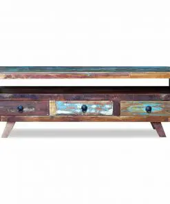 vidaXL TV Cabinet with 3 Drawers Solid Reclaimed Wood