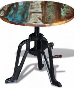 vidaXL Side Table Solid Reclaimed Wood Cast Iron 60x(42-63) cm