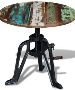 vidaXL Side Table Solid Reclaimed Wood Cast Iron 60x(42-63) cm