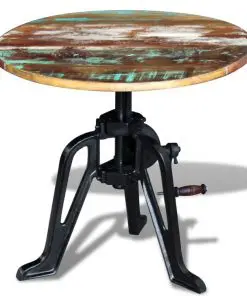 vidaXL Side Table Solid Reclaimed Wood Cast Iron 60x(42-63) cm
