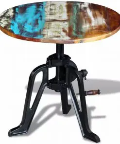 vidaXL Side Table Solid Reclaimed Wood Cast Iron 60x(42-63) cm