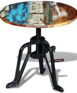 vidaXL Side Table Solid Reclaimed Wood Cast Iron 60x(42-63) cm