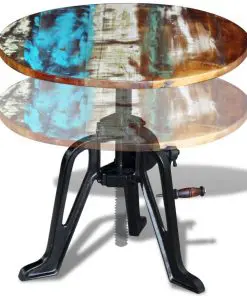 vidaXL Side Table Solid Reclaimed Wood Cast Iron 60x(42-63) cm