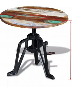 vidaXL Side Table Solid Reclaimed Wood Cast Iron 60x(42-63) cm