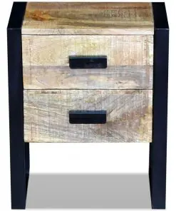 vidaXL Side Table with 2 Drawers Solid Mango Wood 43x33x51 cm
