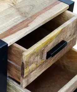 vidaXL Side Table with 2 Drawers Solid Mango Wood 43x33x51 cm