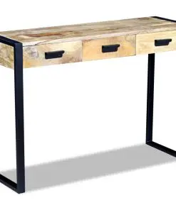 vidaXL Console Table with 3 Drawers Solid Mango Wood 110x35x78 cm
