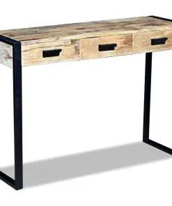 vidaXL Console Table with 3 Drawers Solid Mango Wood 110x35x78 cm