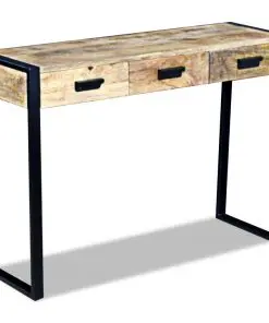 vidaXL Console Table with 3 Drawers Solid Mango Wood 110x35x78 cm