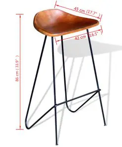 vidaXL Bar Chairs 2 pcs Black and Brown Real Leather