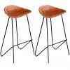 vidaXL Bar Chairs 2 pcs Black and Brown Real Leather