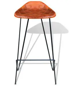 vidaXL Bar Chairs 2 pcs Black and Brown Real Leather