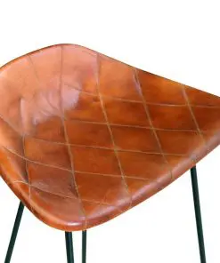 vidaXL Bar Chairs 2 pcs Black and Brown Real Leather