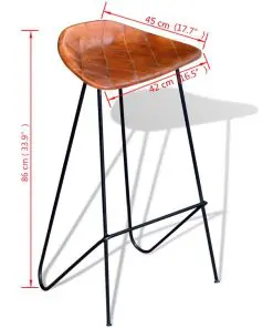 vidaXL Bar Chairs 2 pcs Black and Brown Real Leather