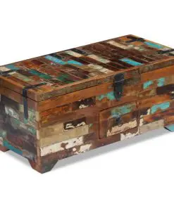 vidaXL Coffee Table Box Chest Solid Reclaimed Wood 80x40x35 cm