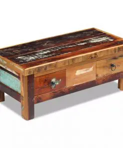 vidaXL Coffee Table Drawers Solid Reclaimed Wood 90x45x35 cm