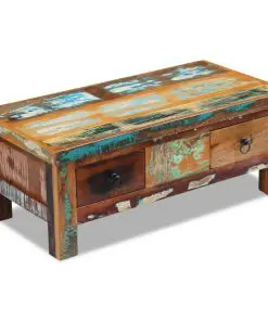 vidaXL Coffee Table Drawers Solid Reclaimed Wood 90x45x35 cm