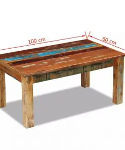 vidaXL Coffee Table Solid Reclaimed Wood 100x60x45 cm