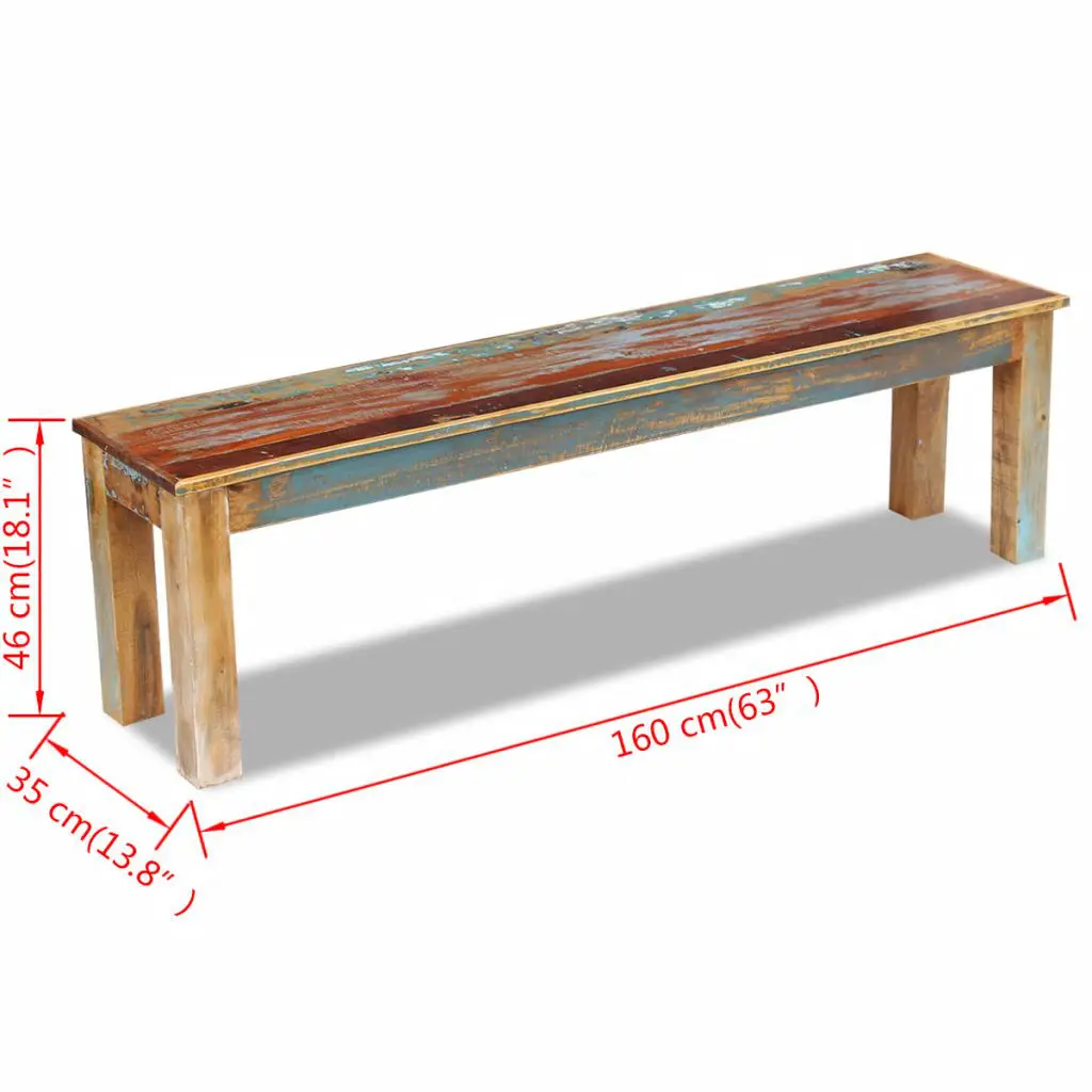 vidaXL Bench Solid Reclaimed Wood 160x35x46 cm