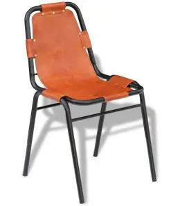 vidaXL Dining Chairs 2 pcs Brown Real Leather