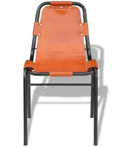 vidaXL Dining Chairs 2 pcs Brown Real Leather