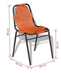 vidaXL Dining Chairs 2 pcs Brown Real Leather