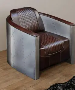 vidaXL Tub Chair Dark Brown Real Leather