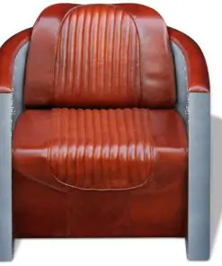 vidaXL Tub Chair Light Brown Real Leather