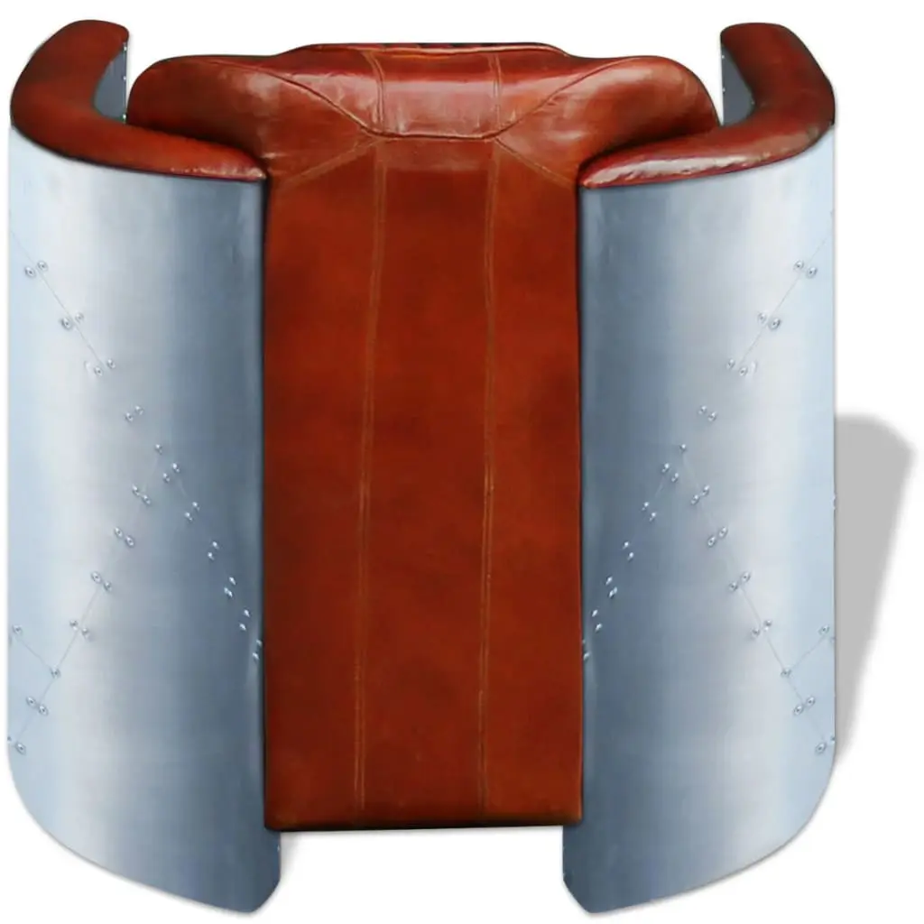 vidaXL Tub Chair Light Brown Real Leather