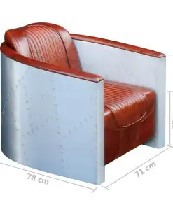 vidaXL Tub Chair Light Brown Real Leather