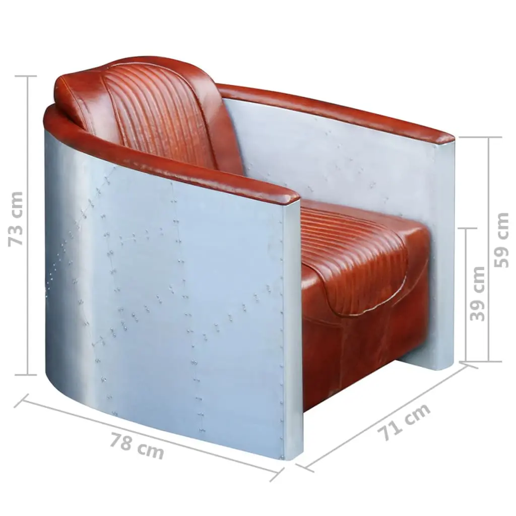vidaXL Tub Chair Light Brown Real Leather