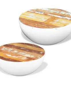 vidaXL Two Piece Bowl Shaped Coffee Table Set Solid Reclaimed Wood