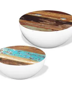 vidaXL Two Piece Bowl Shaped Coffee Table Set Solid Reclaimed Wood