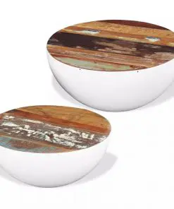 vidaXL Two Piece Bowl Shaped Coffee Table Set Solid Reclaimed Wood