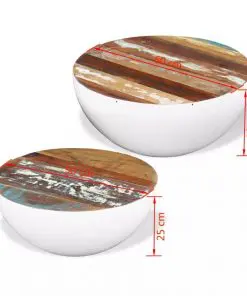 vidaXL Two Piece Bowl Shaped Coffee Table Set Solid Reclaimed Wood