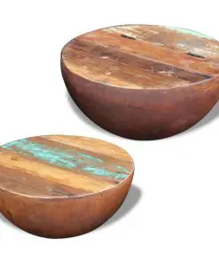 vidaXL Two Piece Bowl Shaped Coffee Table Set Solid Reclaimed Wood