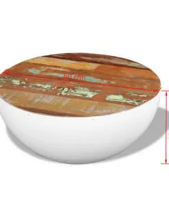vidaXL Bowl Shaped Coffee Table Solid Reclaimed Wood 60x60x30 cm