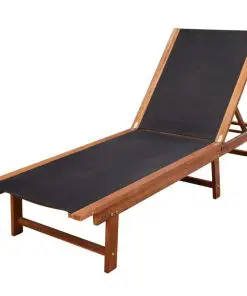 vidaXL Sun Loungers 2 pcs with Table Solid Acacia Wood and Textilene