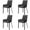 vidaXL Dining Chairs 4 pcs Dark Grey Fabric