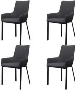 vidaXL Dining Chairs 4 pcs Dark Grey Fabric