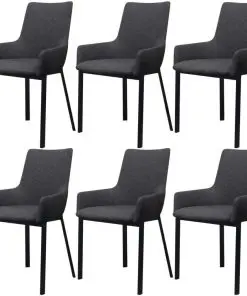 vidaXL Dining Chairs 6 pcs Dark Grey Fabric