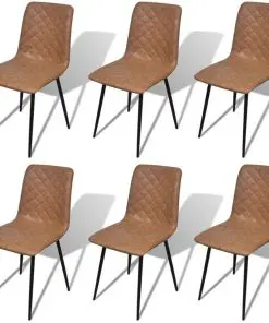 vidaXL Dining Chairs 6 pcs Brown Faux Leather
