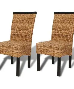 vidaXL Dining Chairs 2 pcs Abaca and Solid Mango Wood