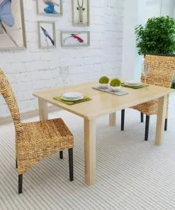 vidaXL Dining Chairs 2 pcs Abaca and Solid Mango Wood