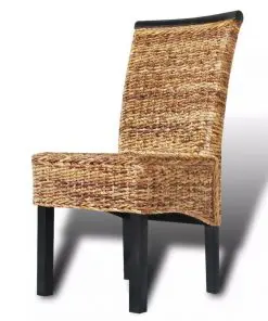 vidaXL Dining Chairs 2 pcs Abaca and Solid Mango Wood