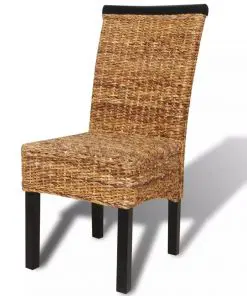 vidaXL Dining Chairs 2 pcs Abaca and Solid Mango Wood